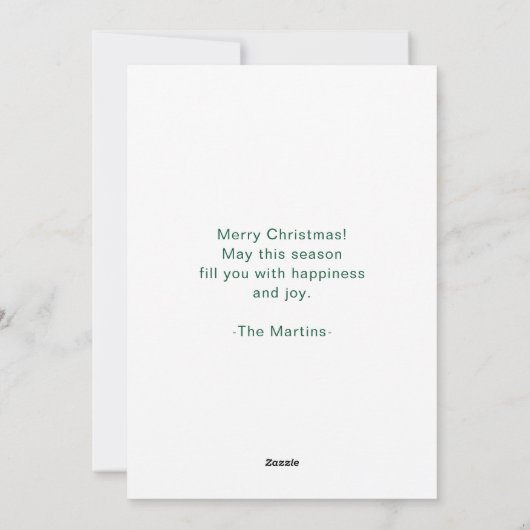 メリークリスマスの写真とメッセージグリーン シーズンカード (裏面)