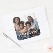 メリークリスマスの写真と年のタイポグラフィシール スクエアシール (封筒)