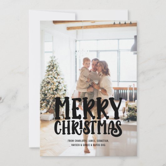 メリークリスマスの写真と文字 パーソナライズされた シーズンカード (正面)