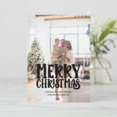 メリークリスマスの写真と文字 パーソナライズされた シーズンカード (スタンド正面)