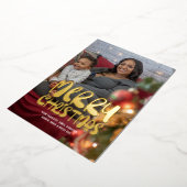 メリークリスマスの写真と文字 パーソナライズされた 箔シーズンカード (回転した状態)