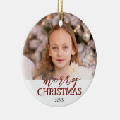 メリークリスマスの写真のオーナメント|の赤いぴかぴか光ること セラミックオーナメント (右)