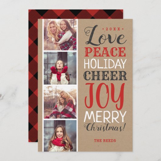 メリークリスマスの写真のコラージュの休日カード シーズンカード (正面/裏面)