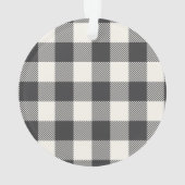 メリークリスマスの写真の灰色のバッファローの格子縞のオーナメント オーナメント (裏面)