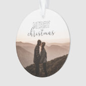 メリークリスマスの写真の灰色のバッファローの格子縞のオーナメント オーナメント (正面)