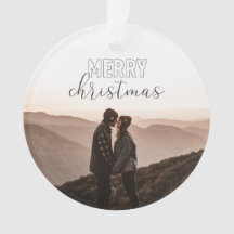 メリークリスマスの写真の灰色のバッファローの格子縞のオーナメント