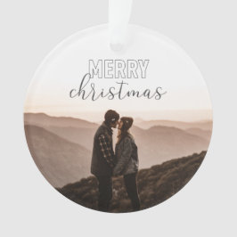 メリークリスマスの写真の灰色のバッファローの格子縞のオーナメント オーナメント