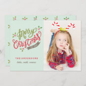 メリークリスマスの写真カード/愛らしく/かわいい シーズンカード (正面/裏面)