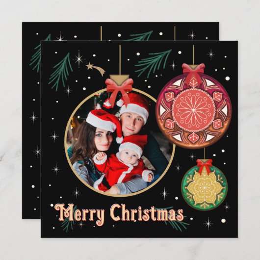 メリークリスマスの写真家族の友達がパーソナライズ シーズンカード (正面/裏面)