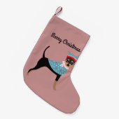 メリークリスマスの冬のミニチュア・ピンシャーのストッキング スモールクリスマスストッキング (正面 (吊り時))