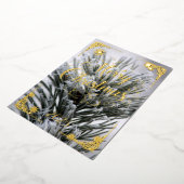 メリークリスマスの冷たい松の葉金ゴールド 箔シーズンカード (回転した状態)