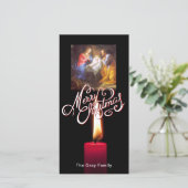 メリークリスマスの出生場面赤の蝋燭 シーズンカード (スタンド正面)