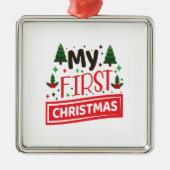 メリークリスマスの初めてのクリスマス メタルオーナメント (正面)