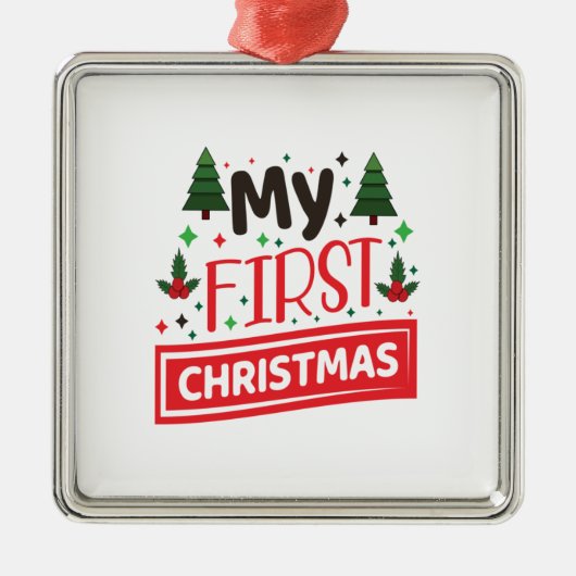 メリークリスマスの初めてのクリスマス メタルオーナメント (正面)