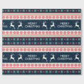 メリークリスマスの十字のステッチの包装紙 ラッピングペーパー (フラット)