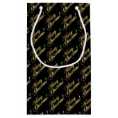 メリークリスマスの原稿のエレガントなフェイクな金ゴールドホイル スモールペーパーバッグ (裏面)