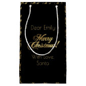 メリークリスマスの原稿のエレガントなフェイクな金ゴールドホイル スモールペーパーバッグ (正面)