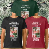 メリークリスマスの名前とフォトボーイズ黒 Tシャツ