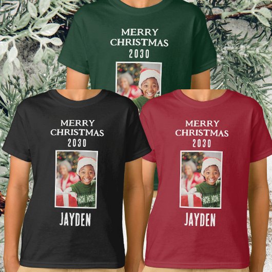 メリークリスマスの名前とフォトボーイズ黒 Tシャツ