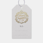 メリークリスマスの名前にリースベル王室のズブラック ギフトタグ (裏面)