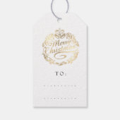 メリークリスマスの名前にリース王室のレッド金ゴールド ギフトタグ (裏面)