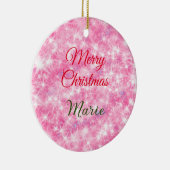 メリークリスマスの名前を追加レッドスパークルグリッターholiid セラミックオーナメント (右)