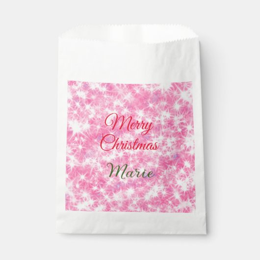メリークリスマスの名前を追加レッドスパークルグリッターholiid フェイバーバッグ (正面)
