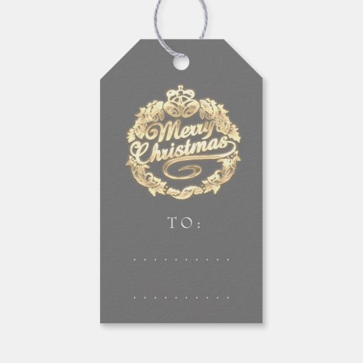 メリークリスマスの名前リースバーグンディ ギフトタグ (裏面)