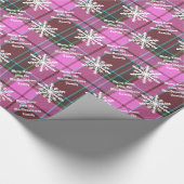 メリークリスマスの名前入りな格子縞 ラッピングペーパー (角)