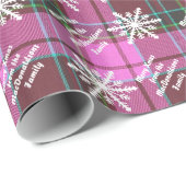 メリークリスマスの名前入りな格子縞 ラッピングペーパー (ロールコーナー)