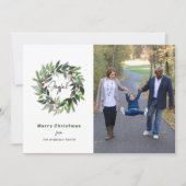 メリークリスマスの喜びのリースミニマル写真 シーズンカード (正面)