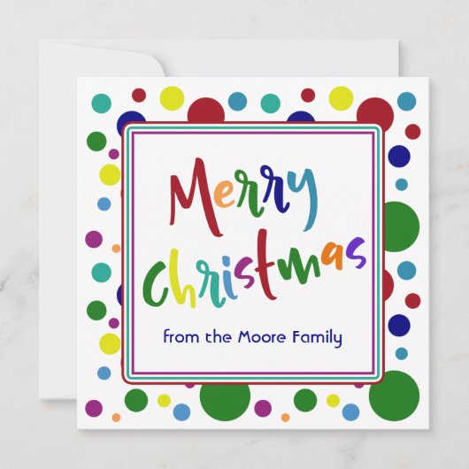 メリークリスマスの多彩の手紙のカラフルの点 シーズンカード (正面)