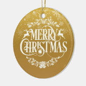 メリークリスマスの夫の定義金ゴールド雪 セラミックオーナメント (左)