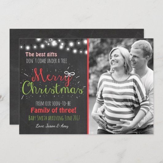 メリークリスマスの妊娠の黒板の発表 シーズンカード (正面/裏面)