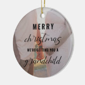 メリークリスマスの妊娠/ベビー告知の写真 セラミックオーナメント (左)