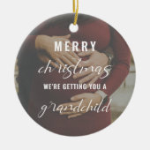 メリークリスマスの妊娠/ベビー告知の写真 セラミックオーナメント (正面)