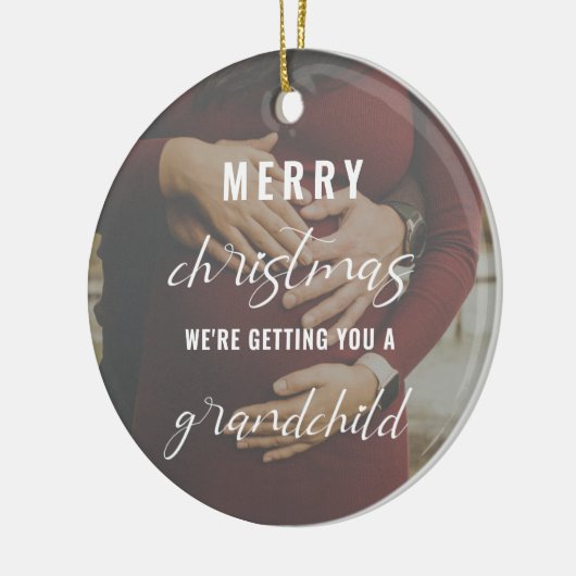 メリークリスマスの妊娠/ベビー告知の写真 セラミックオーナメント (左)