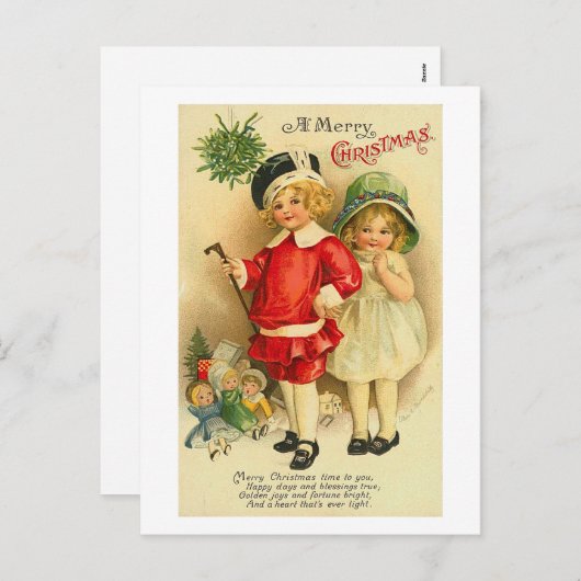 メリークリスマスの子供用カード シーズンポストカード (正面/裏面)