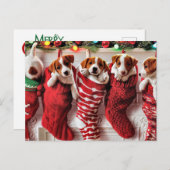 メリークリスマスの子犬のはがき シーズンポストカード (正面/裏面)