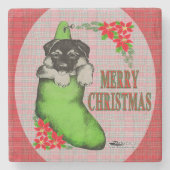 メリークリスマスの子犬 ストーンコースター (正面)