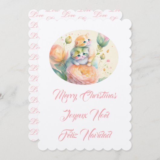 メリークリスマスの子猫 招待状 (正面/裏面)