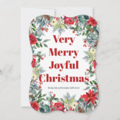 メリークリスマスの季節の赤い緑のフローラリース シーズンカード (正面)