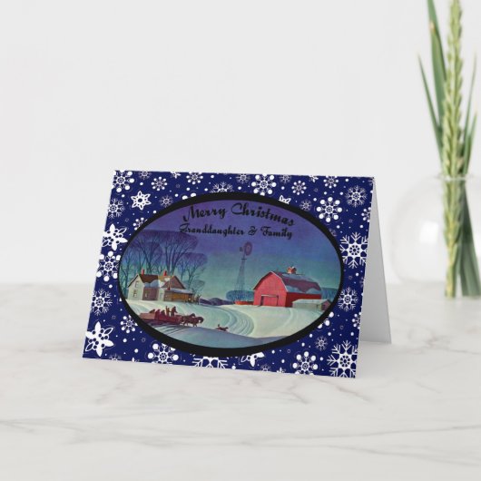 メリークリスマスの孫娘と家族 シーズンカード (正面)