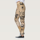 メリークリスマスの宗教書道の素朴な木 レギンス (左)