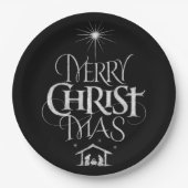 メリークリスマスの宗教書道の黒板 ペーパープレート (正面)