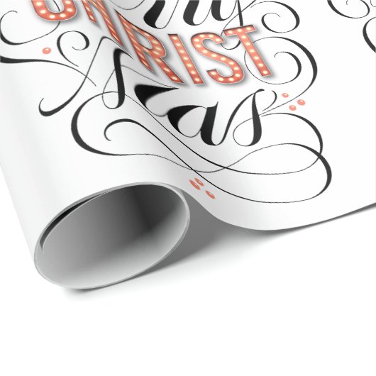 メリークリスマスの宗教赤灯の書道 ラッピングペーパー (ロールコーナー)