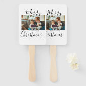 メリークリスマスの家族の写真モダン素朴エレガント ハンドファン (正面&裏面)
