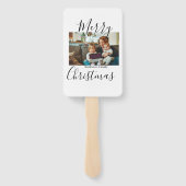 メリークリスマスの家族の写真モダン素朴エレガント ハンドファン (裏面)