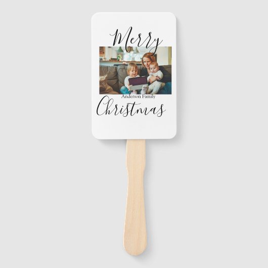 メリークリスマスの家族の写真モダン素朴エレガント ハンドファン (正面)