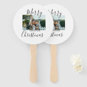 メリークリスマスの家族の写真モダン素朴エレガント ハンドファン (正面&裏面)